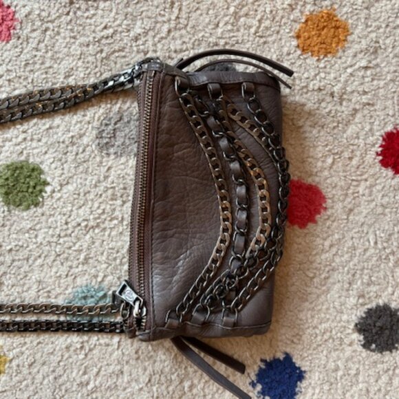 Ash Domino Chain Crossbody Bag in gunmetal grey leather. - Picture 5 of 6